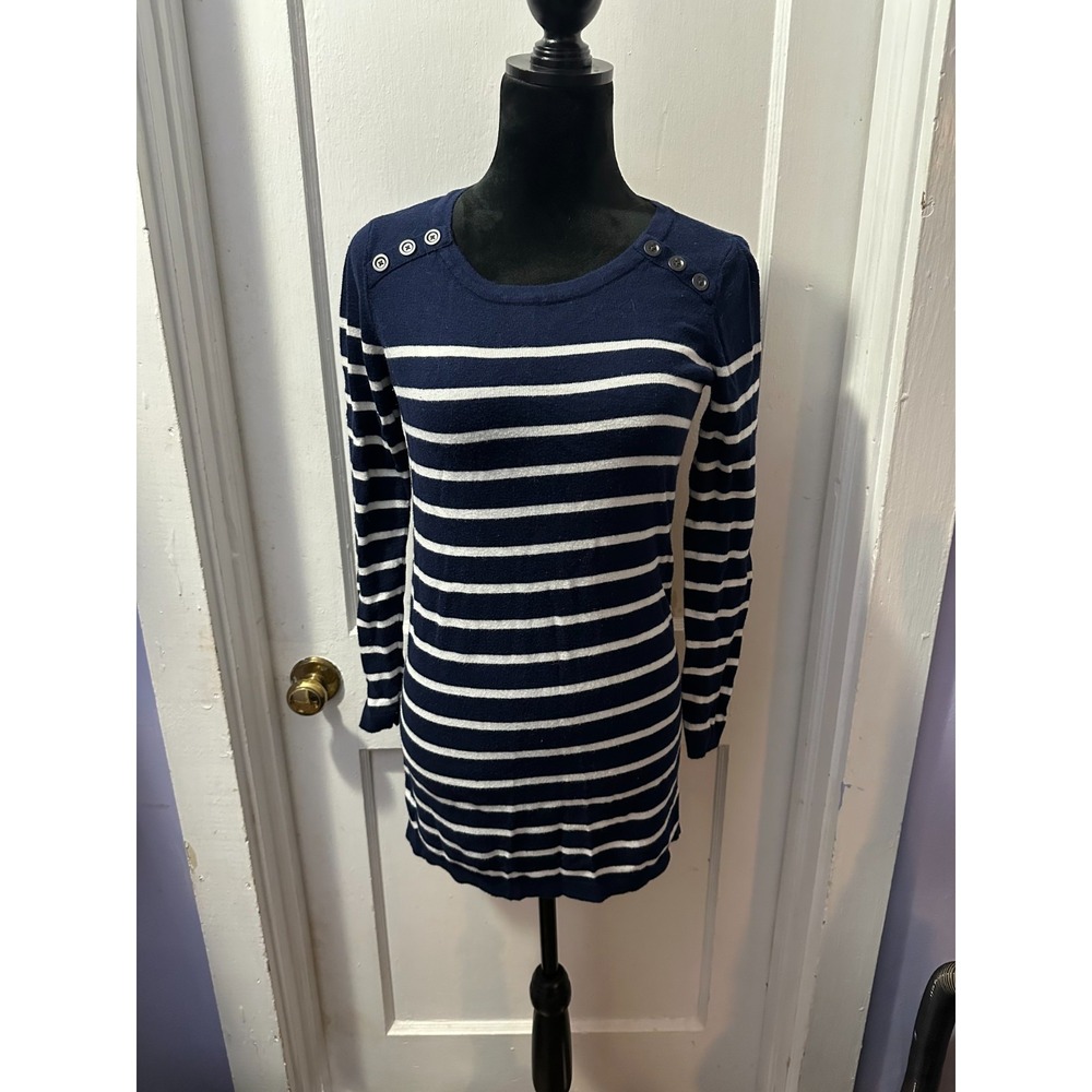 Motherhood Maternity Navy and White Striped Long Sleeve Top in XS